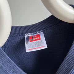 1990s Blank Navy Raglan Sweatshirt by Hanes