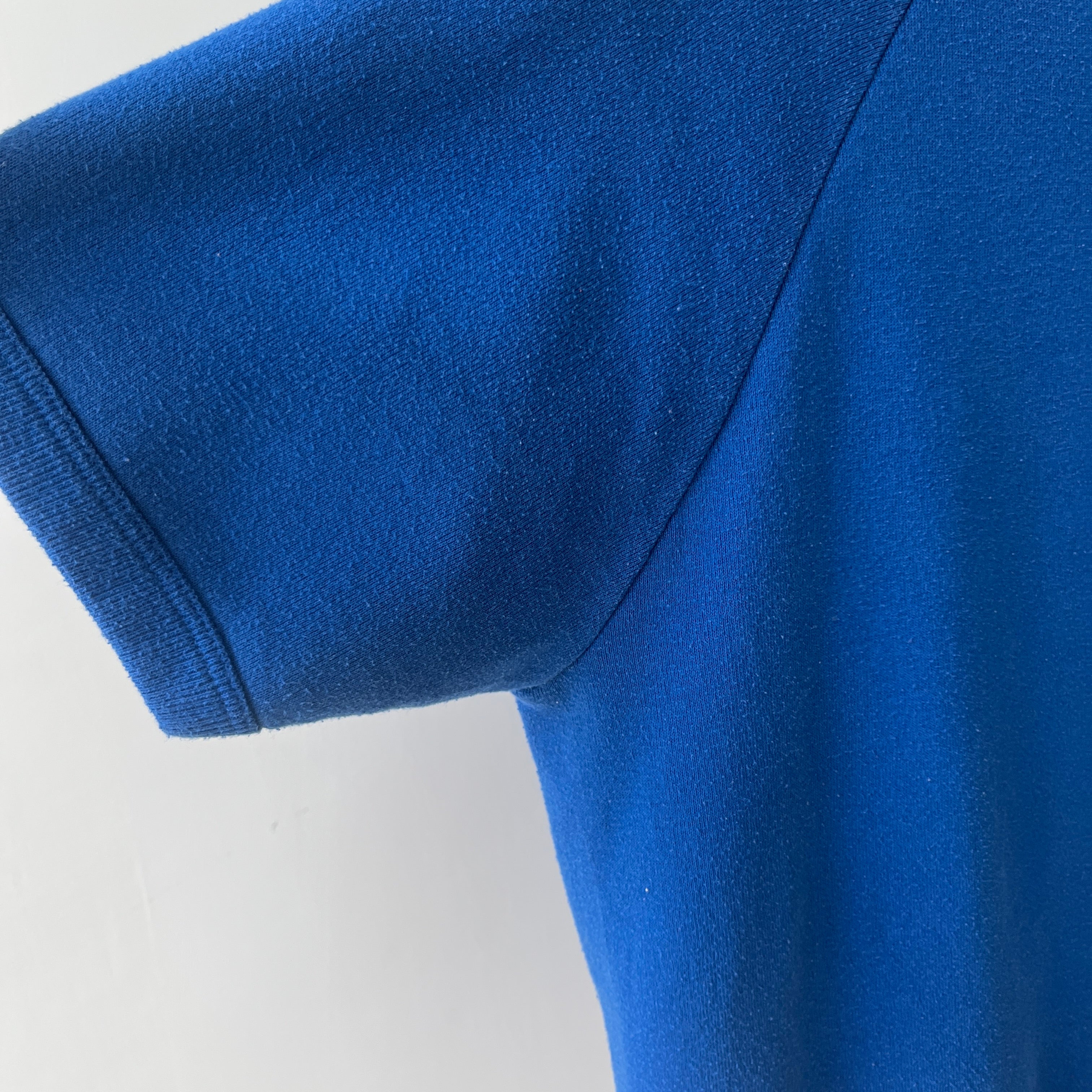 1980s Blank Navy Short Sleeve Sweatshirt