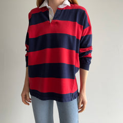 1980/90s Red and Blue Striped Cotton Rugby