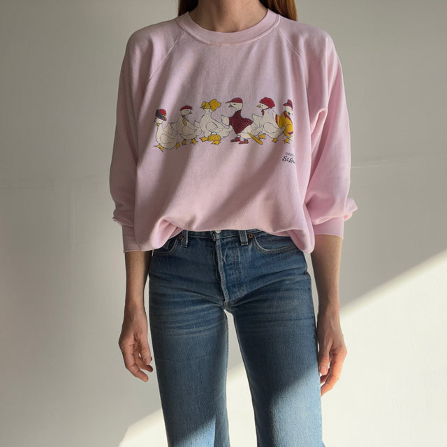 1980s Paper Thin and Stained Ducks in a Row Sweatshirt