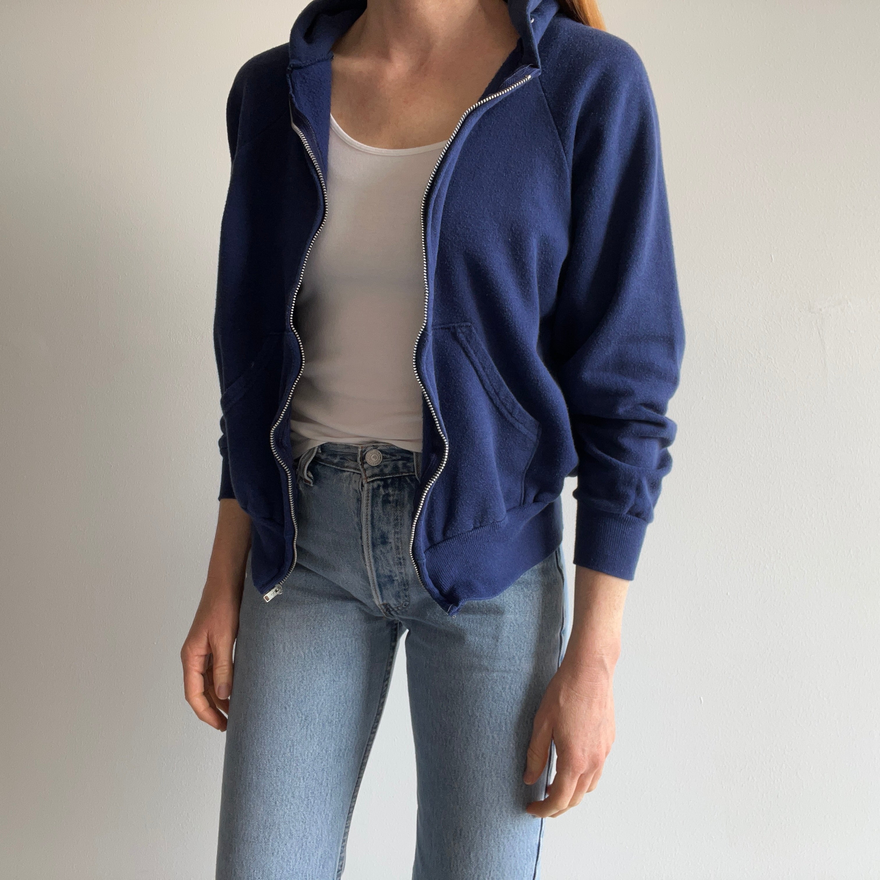 1980s Perfectly Awesome Soft and Slouchy Zip Up Hoodie - Luxury