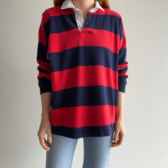 1980/90s Red and Blue Striped Cotton Rugby