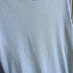 1990s Ecru From Age Staining Super Soft Calvin Klein Blank Off White T-Shirt