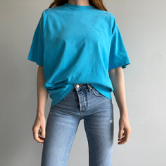 1990s HHW Blank Cotton Turquoise T-Shirt