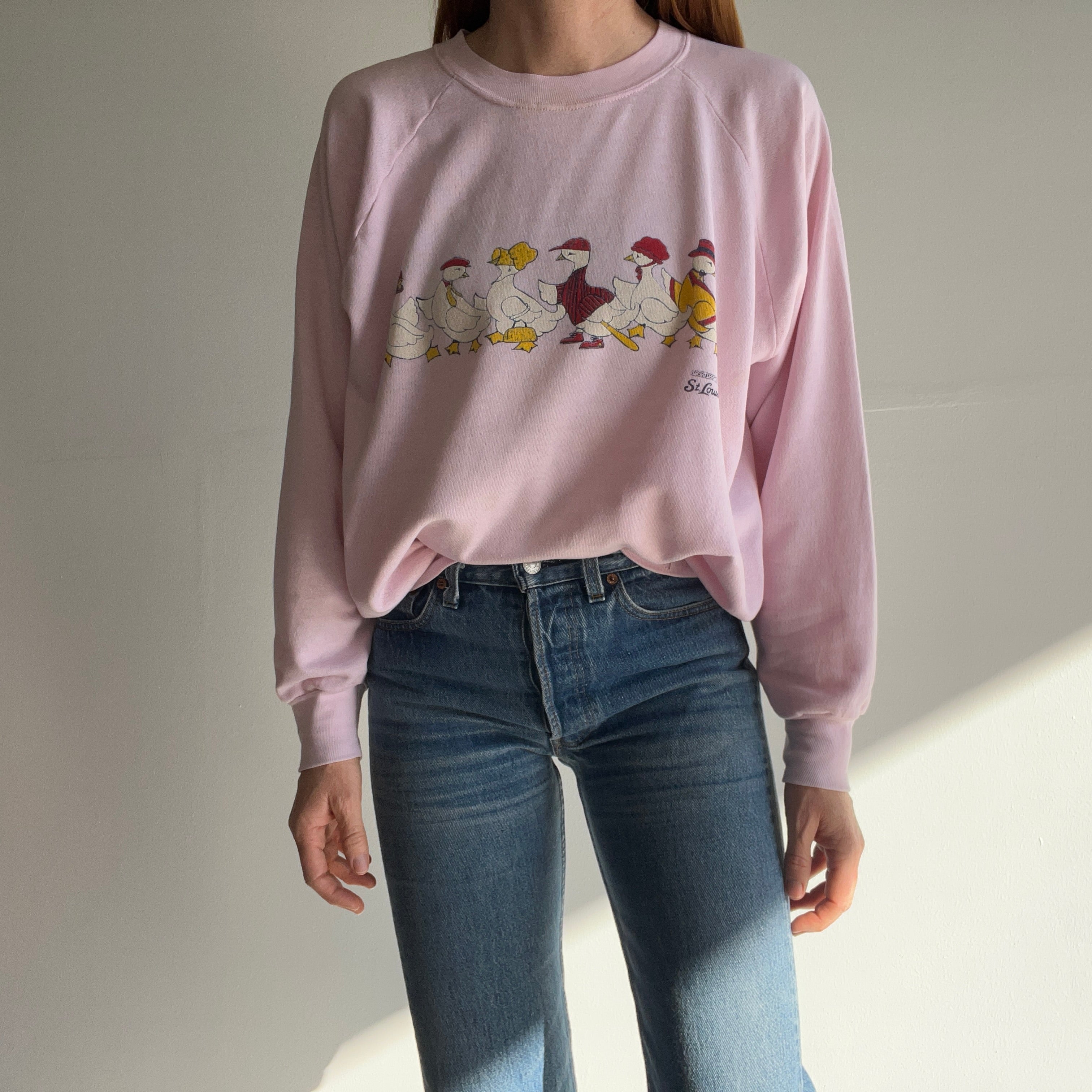 1980s Paper Thin and Stained Ducks in a Row Sweatshirt