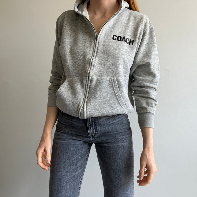 1980s "Coach" Gray Hoodie