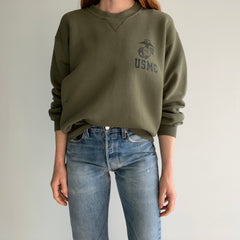 1990s USMC Sweatshirt with Stenciled Name on The Backside