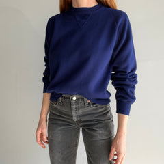 1970s Single V Creslan Acrylic Dark Navy Sweatshirt/Sweater