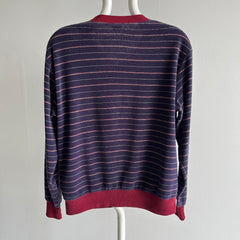 1970s Striped Velour 80 cotton/20 poly Sweatshirt
