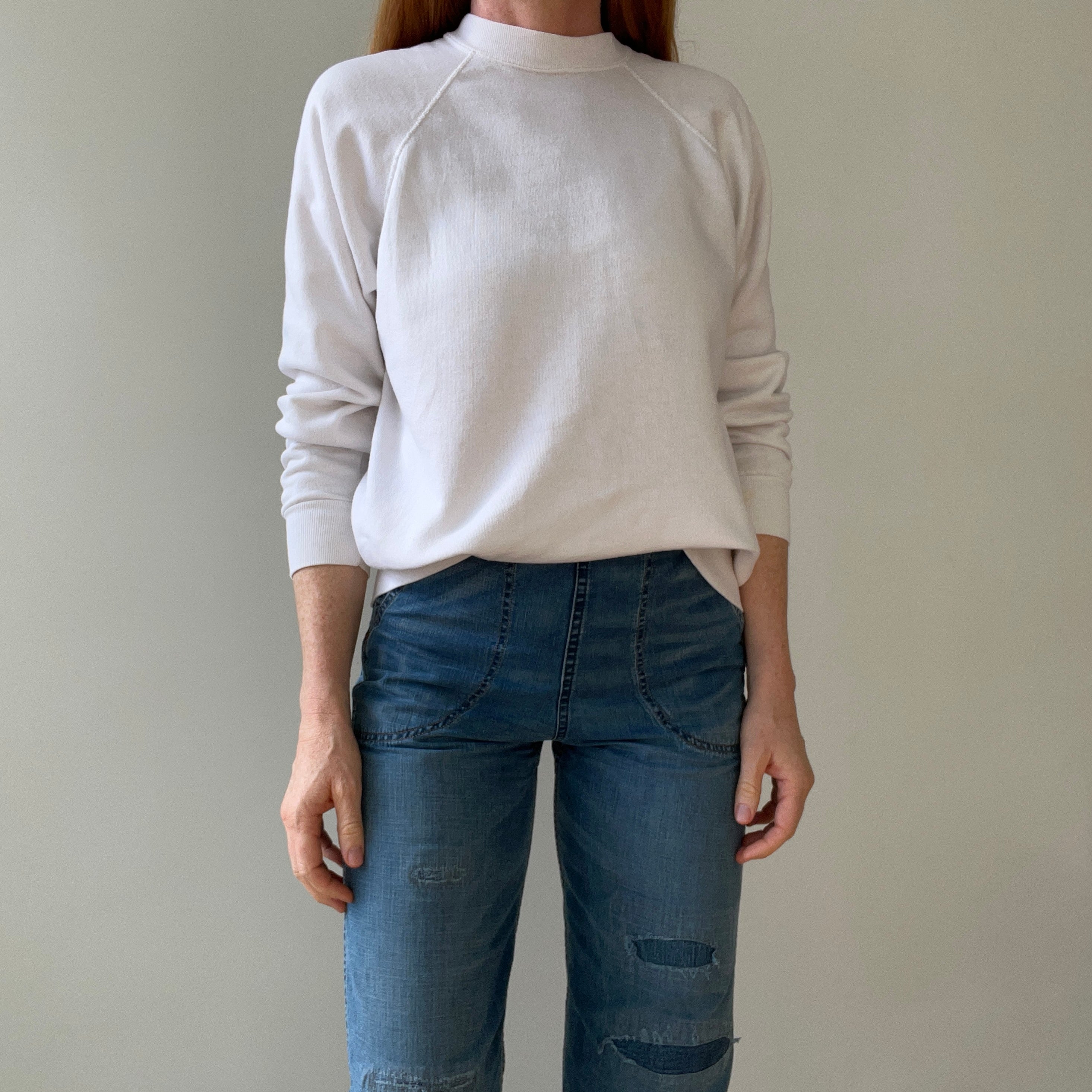 1980s Blank White/Cream Sweatshirt