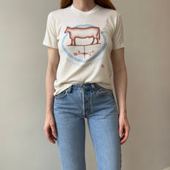 1980s New Hampshire Cow Off White T-Shirt