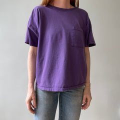 1980s Faded Boxy Purple Pocket T Shirt