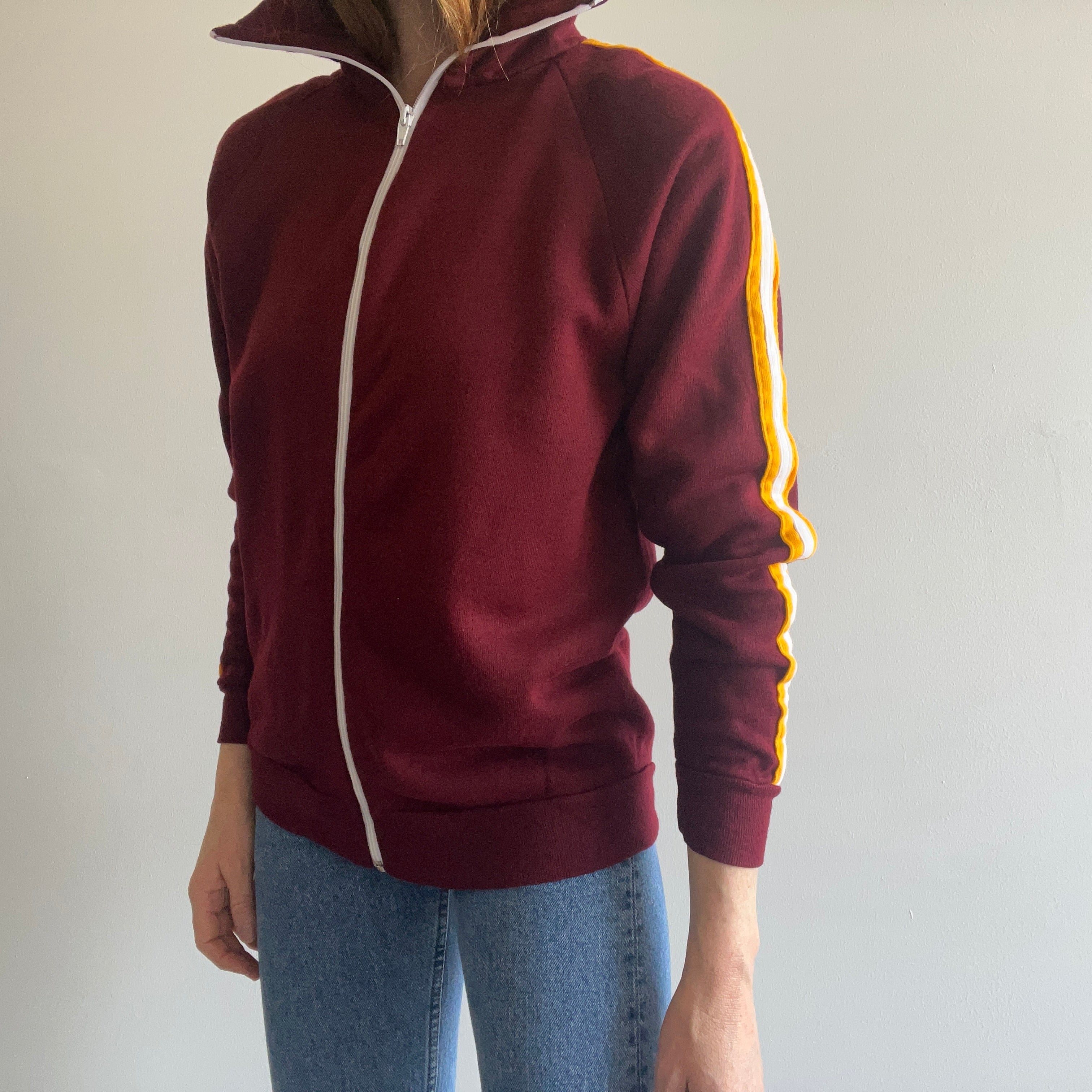 1970s USC Colors Zip Up Mock Neck Sweatshirt - GOLD!