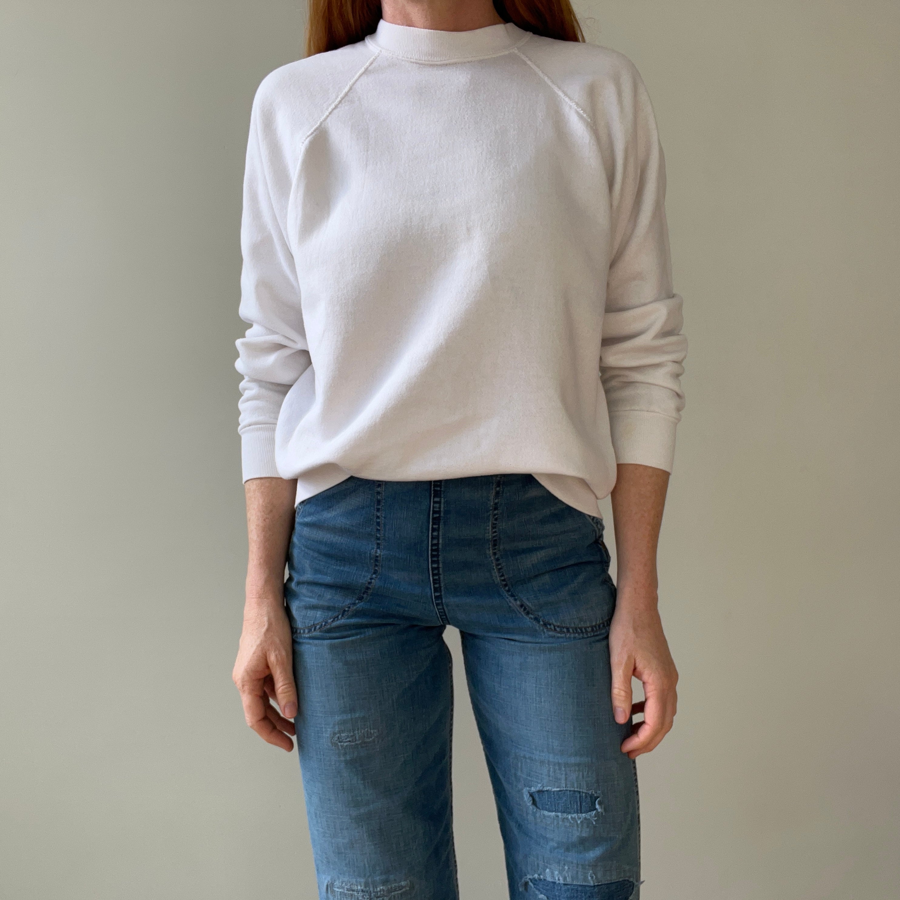 1980s Blank White/Cream Sweatshirt