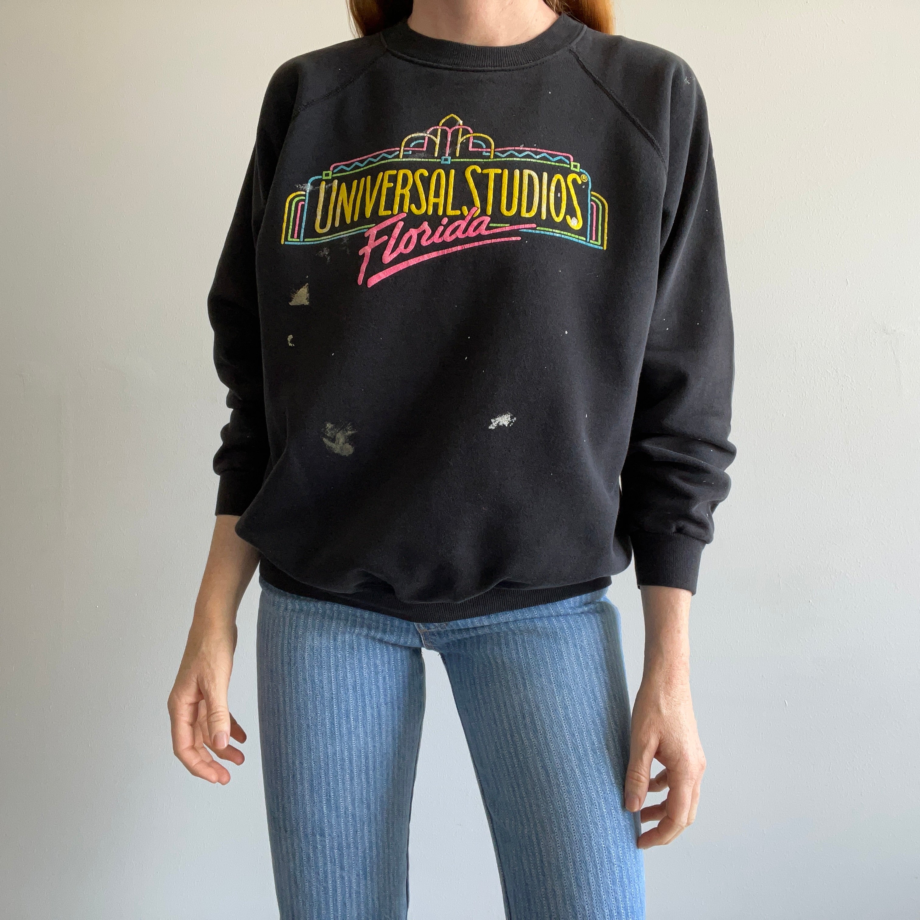 1980s Universal Studios Florida Paint Stained Sweatshirt