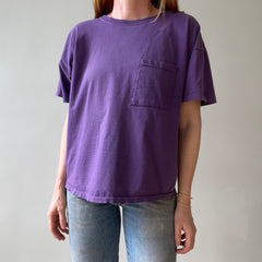 1980s Faded Boxy Purple Pocket T Shirt
