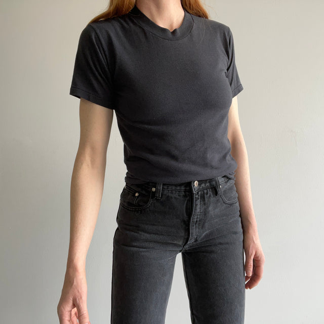 1980s Duke Brand Fitted Blank Black T-Shirt