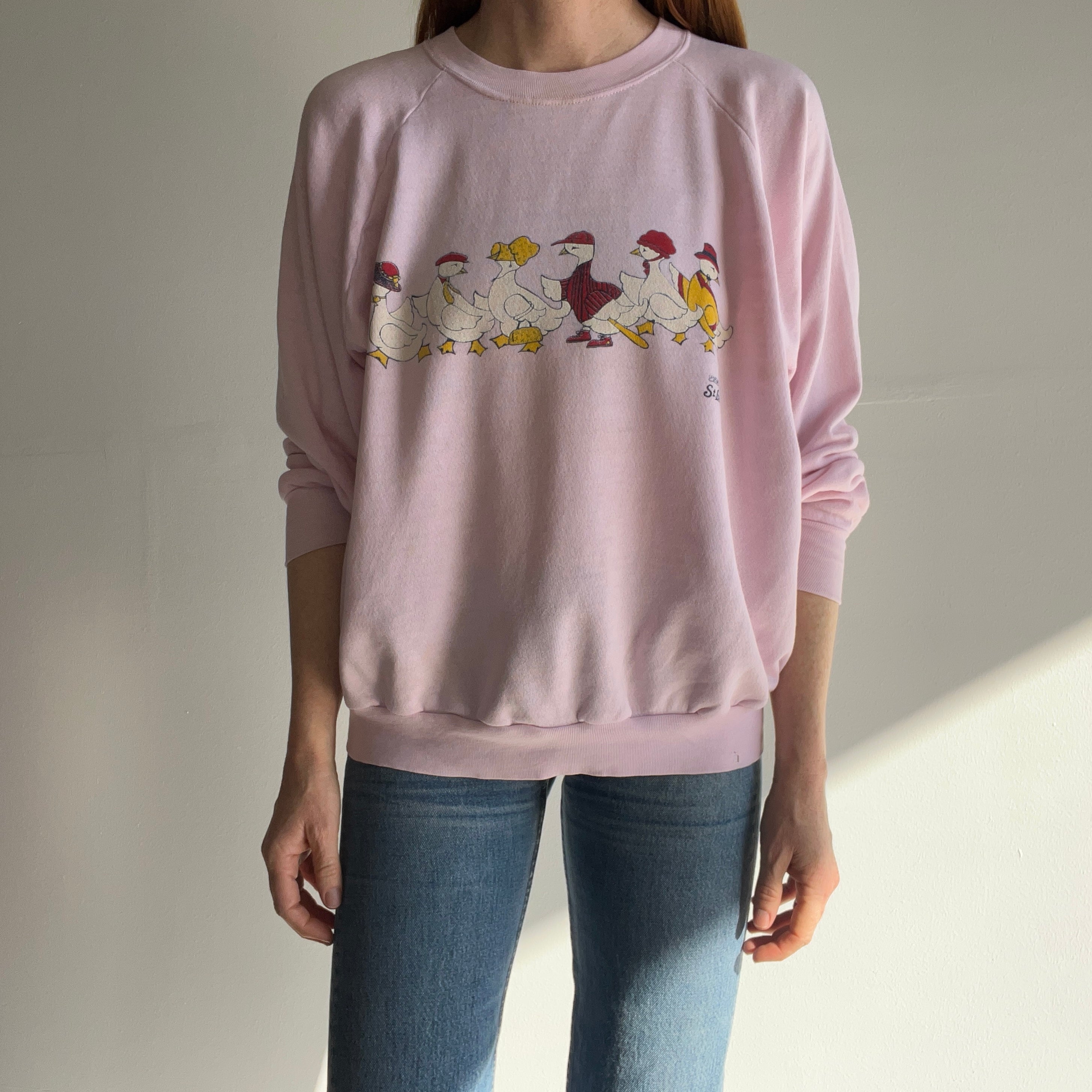 1980s Paper Thin and Stained Ducks in a Row Sweatshirt
