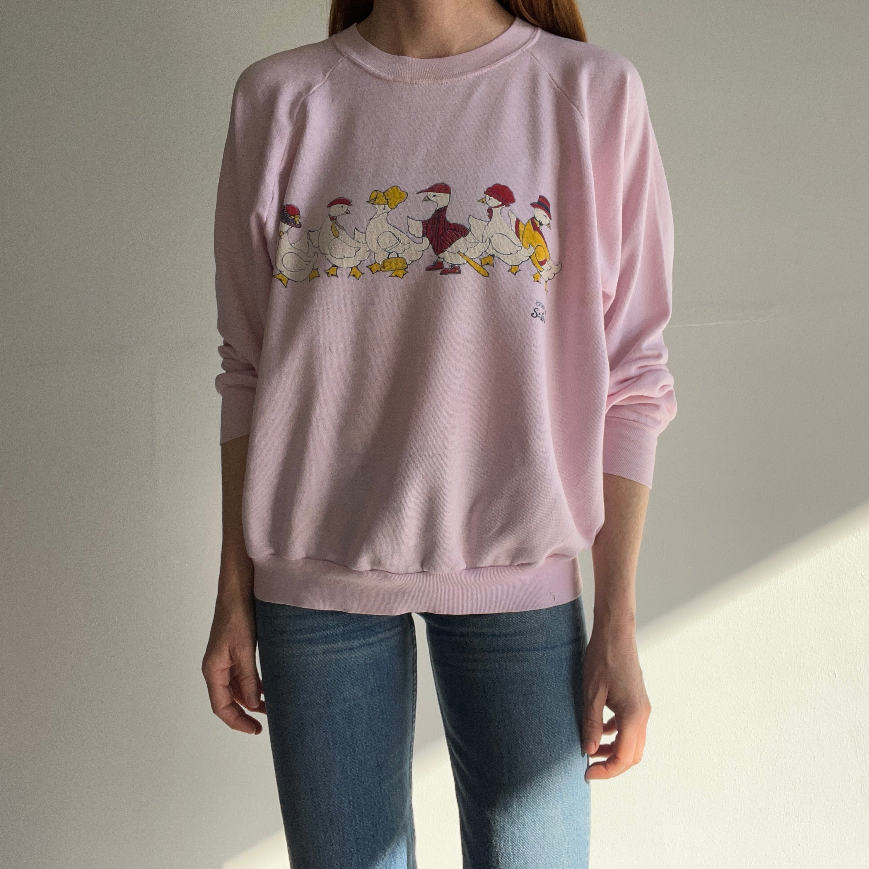 1980s Paper Thin and Stained Ducks in a Row Sweatshirt