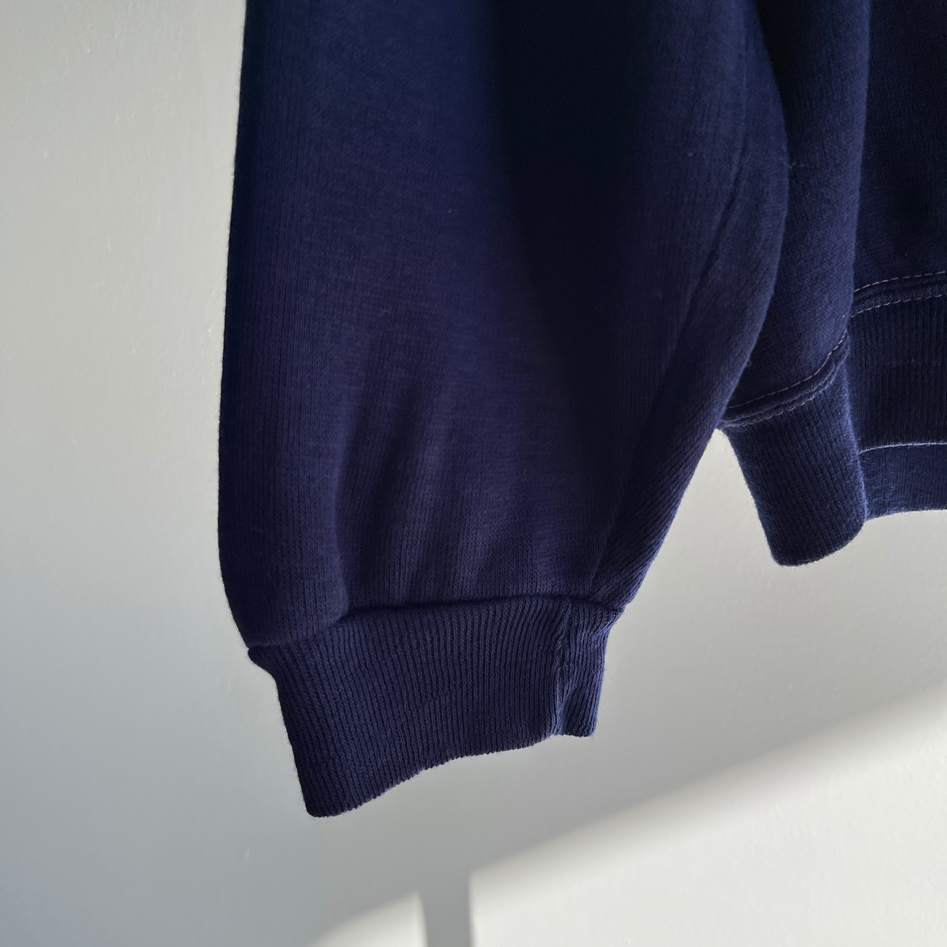 1970s Blank Navy V-Neck Sweater/Sweatshirt