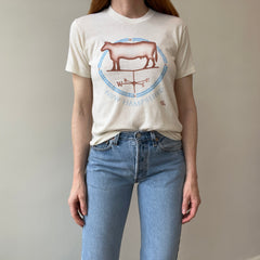 1980s New Hampshire Cow Off White T-Shirt