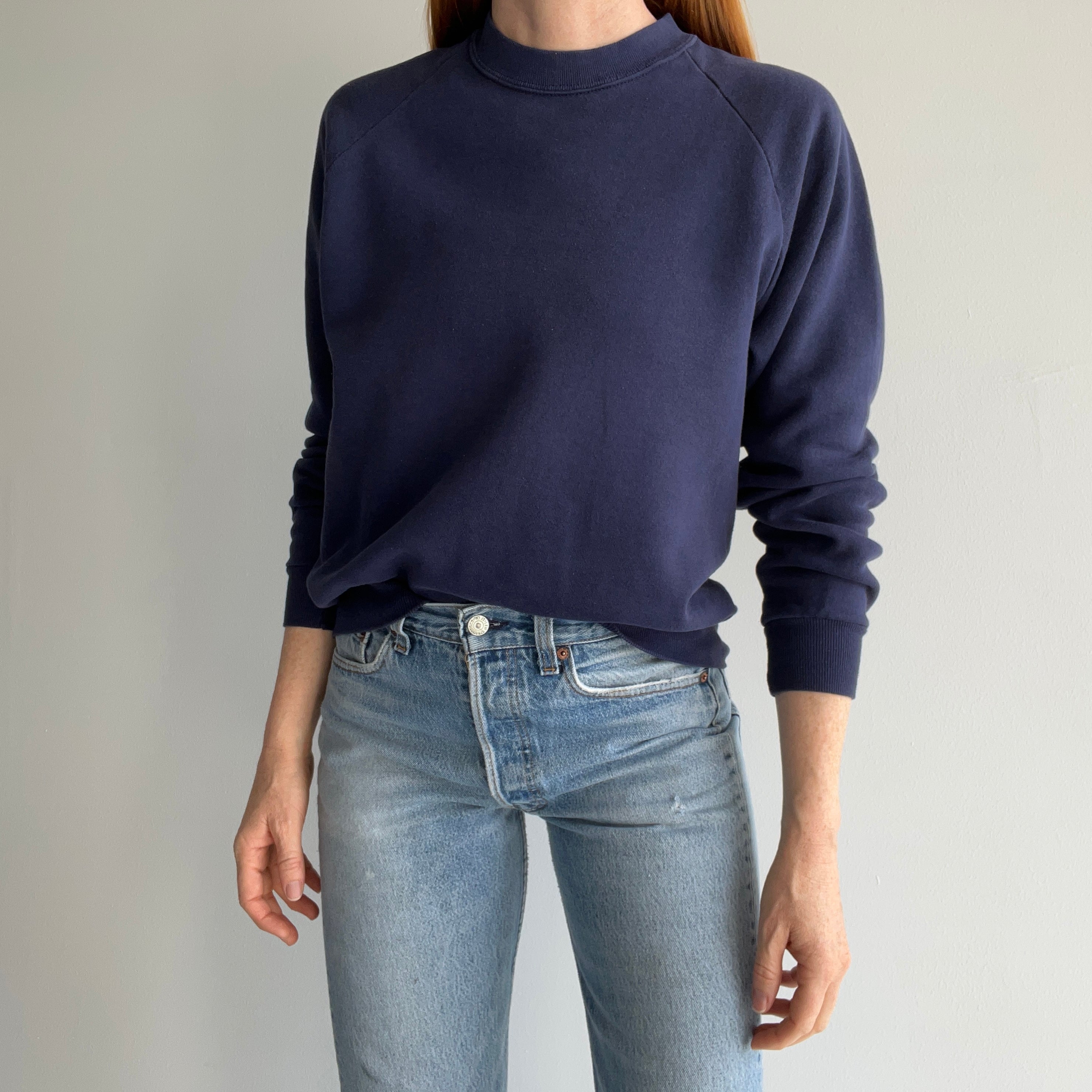 1980s Blank Navy Sweatshirt