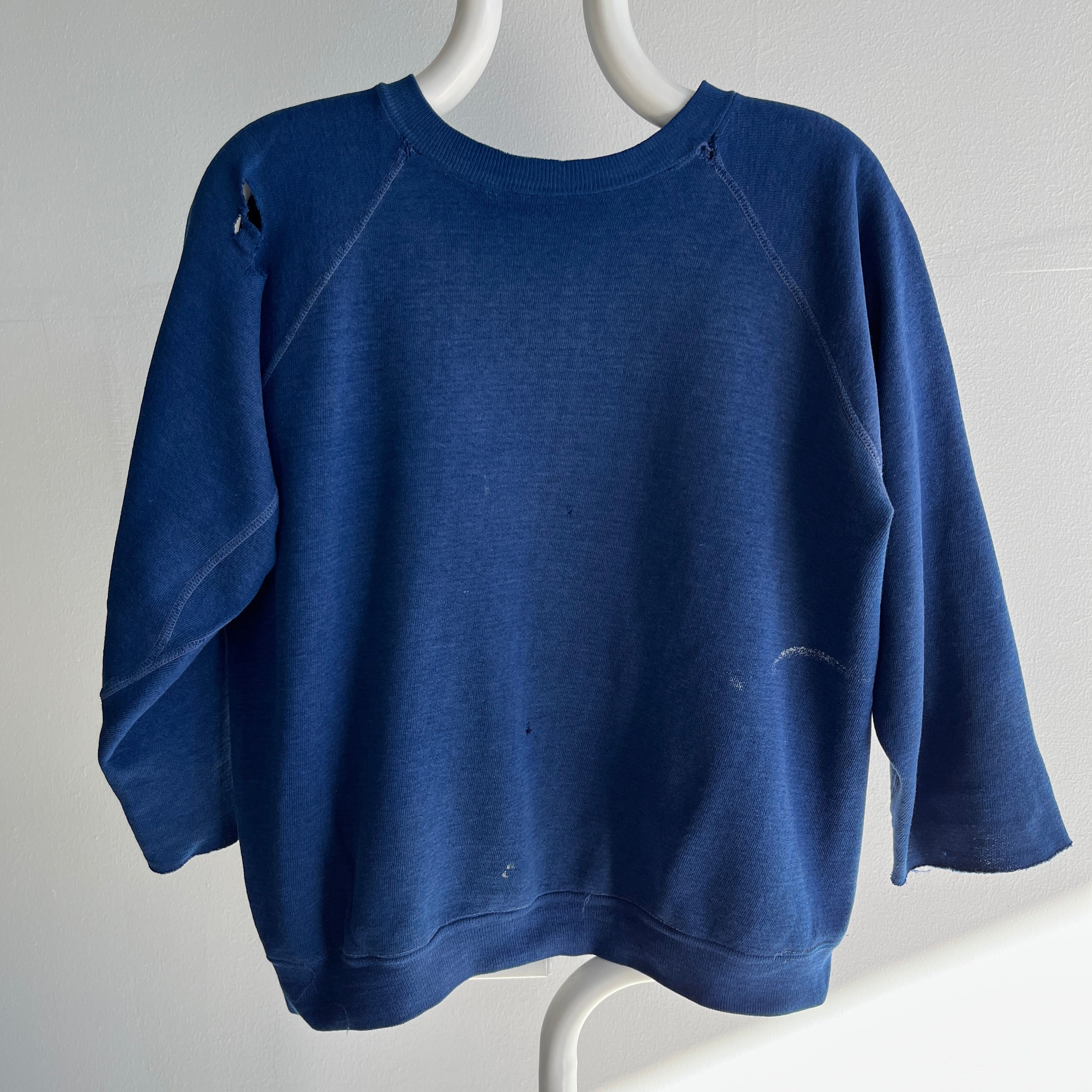 1970s Thrashed Navy Sweatshirt - Very Luxe