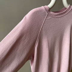 1980s Super Thinned Out Faded Pale Pink Raglan Sweatshirt - Did I say Thin?