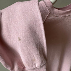 1980s Super Thinned Out Faded Pale Pink Raglan Sweatshirt - Did I say Thin?