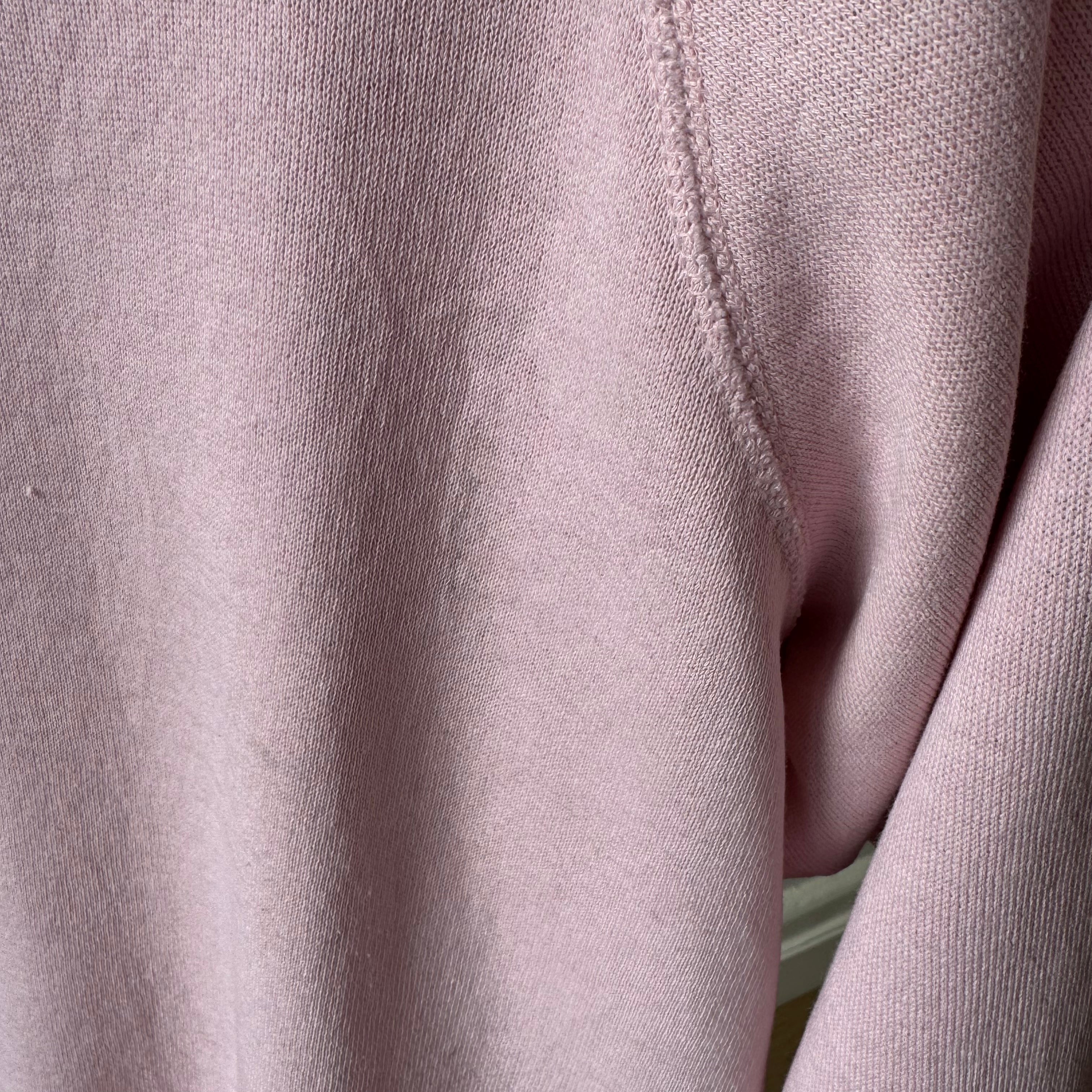 1980s Super Thinned Out Faded Pale Pink Raglan Sweatshirt - Did I say Thin?