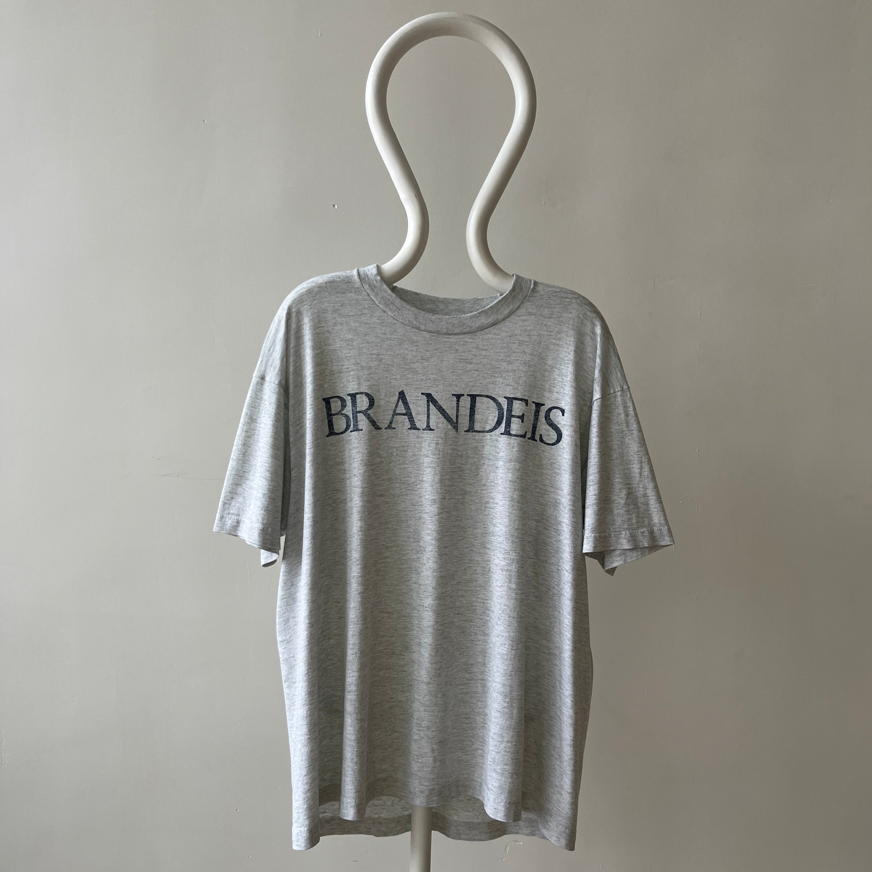 1980s Light Heather Grey Brandeis T Shirt