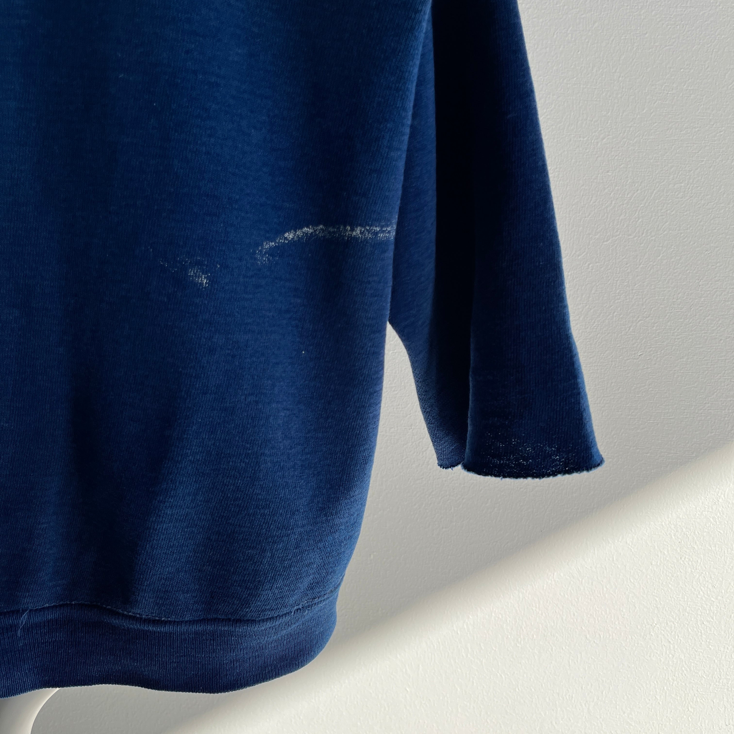 1970s Thrashed Navy Sweatshirt - Very Luxe