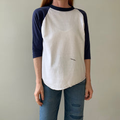 1970s Navy Three Quarter Sleeve Baseball Style T Shirt - !!! Personal Collection Piece