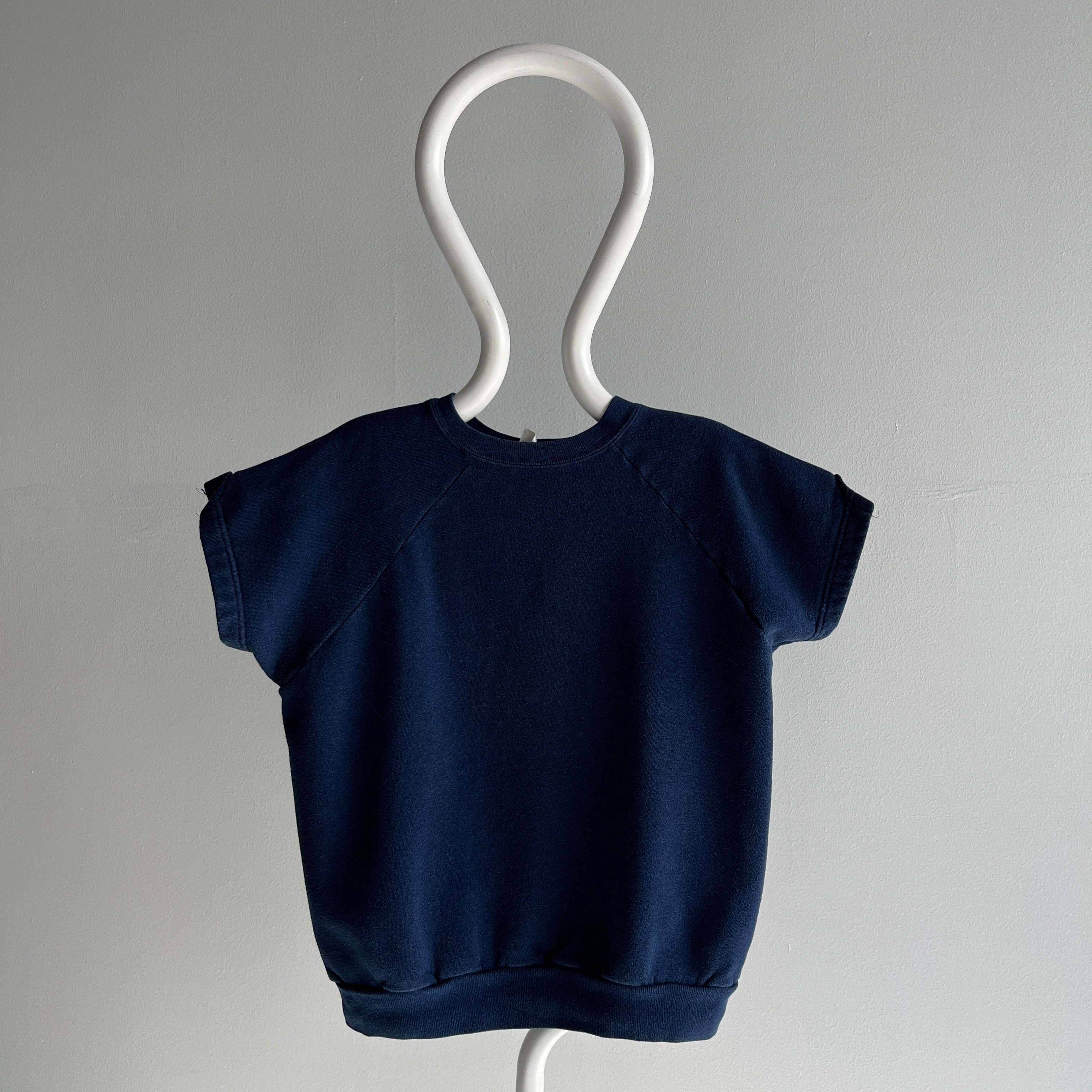 1980s Blank Navy Warm Up with Notched Sleeves