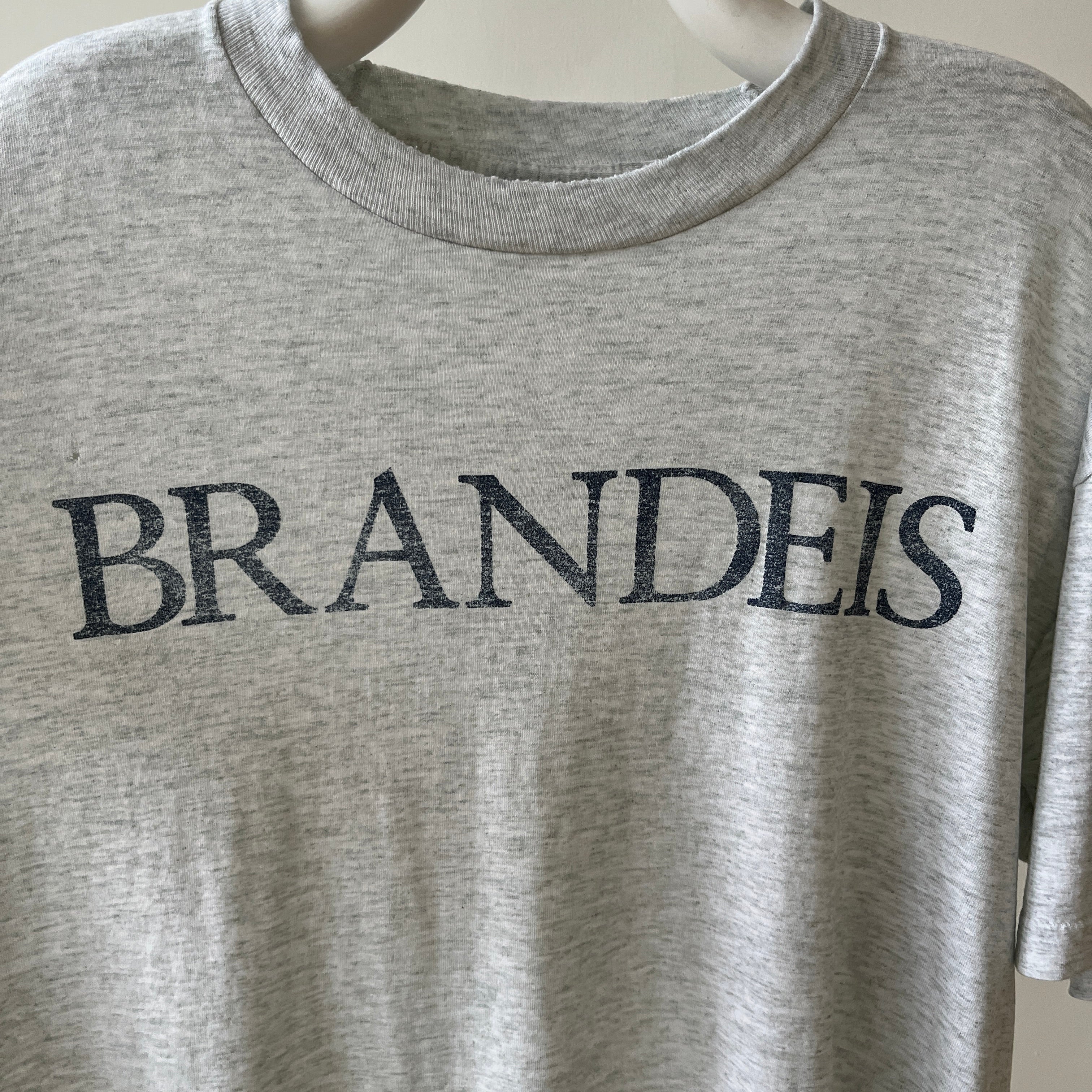 1980s Light Heather Grey Brandeis T Shirt