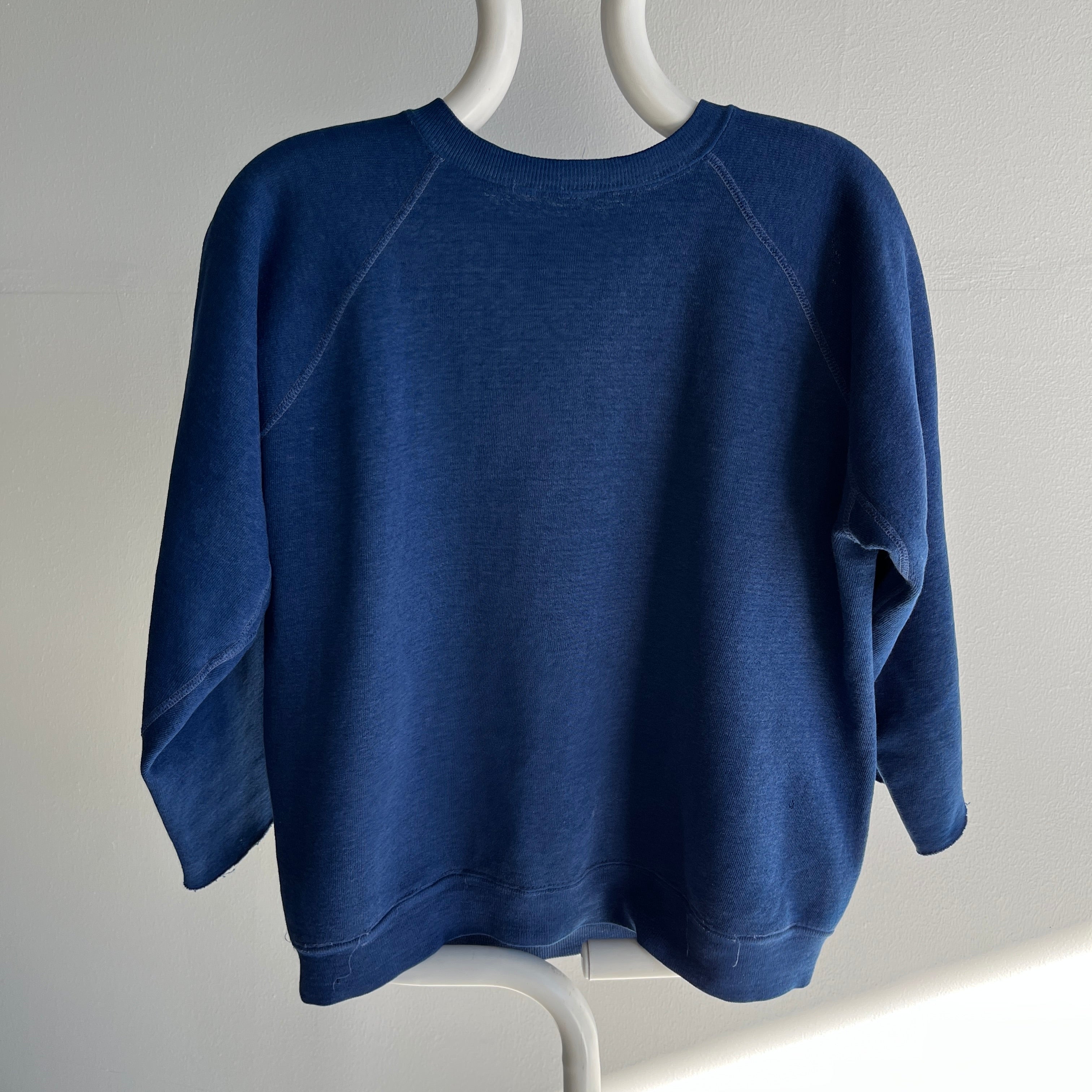 1970s Thrashed Navy Sweatshirt - Very Luxe