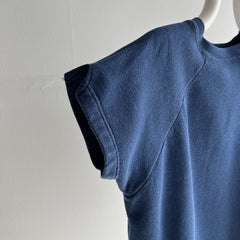 1980s Blank Navy Warm Up with Notched Sleeves