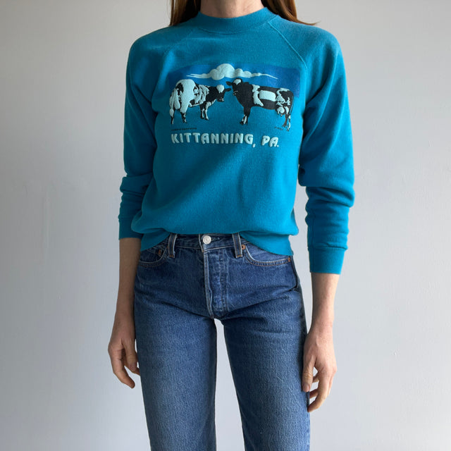 1980s Kittanning, PA Cow Sweatshirt - Yes, Cow Sweatshirt