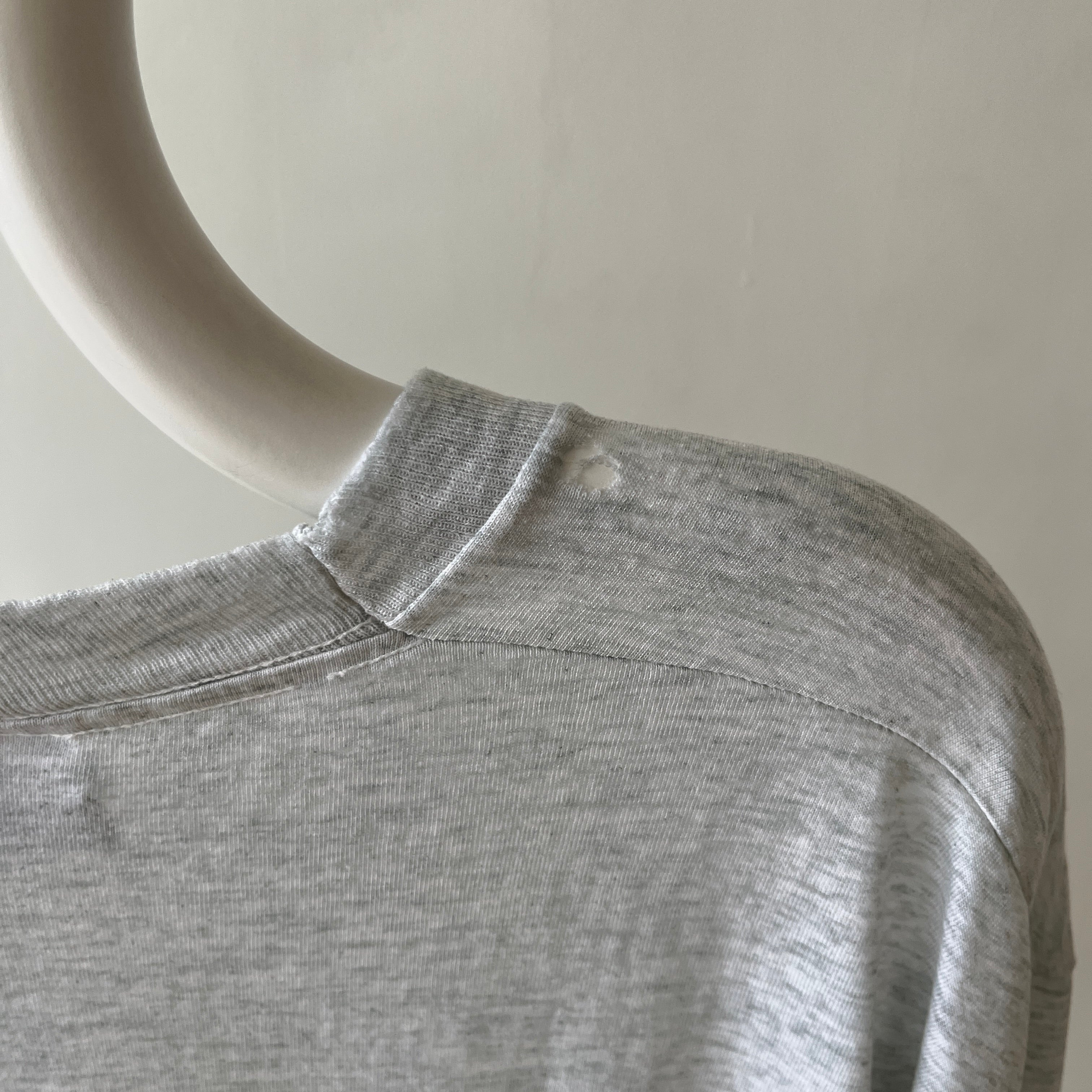 1980s Light Heather Grey Brandeis T Shirt