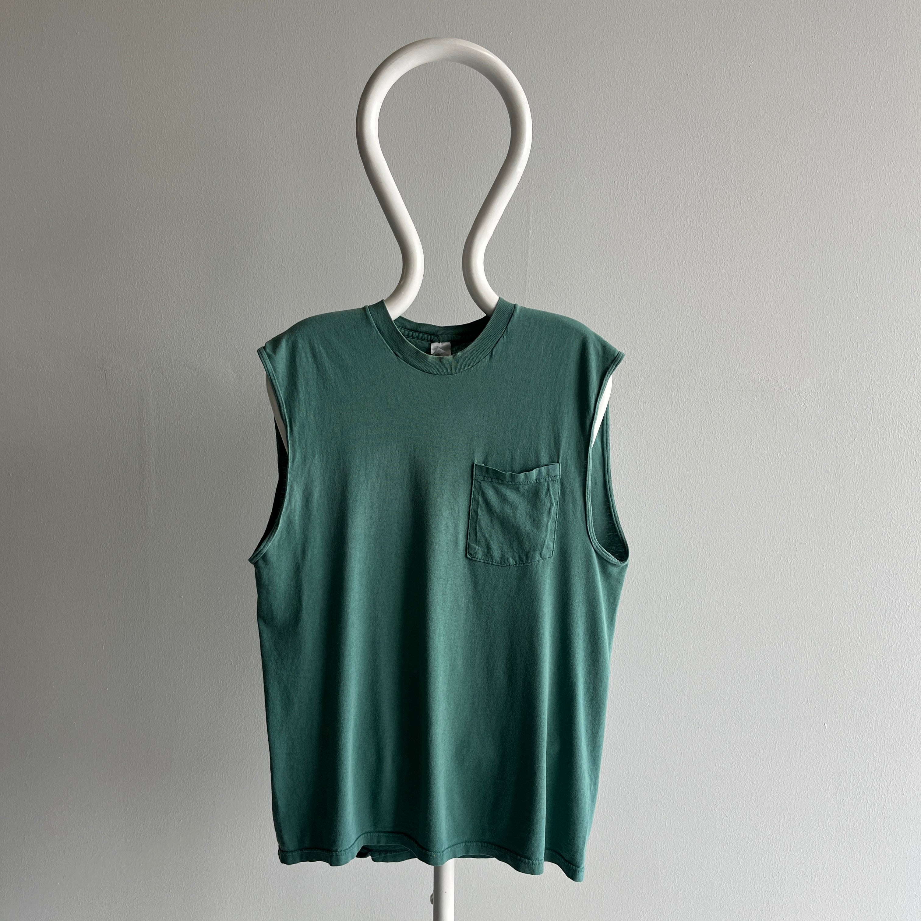 1990s FOTL Jade Green Muscle Tank Pocket T-Shirt