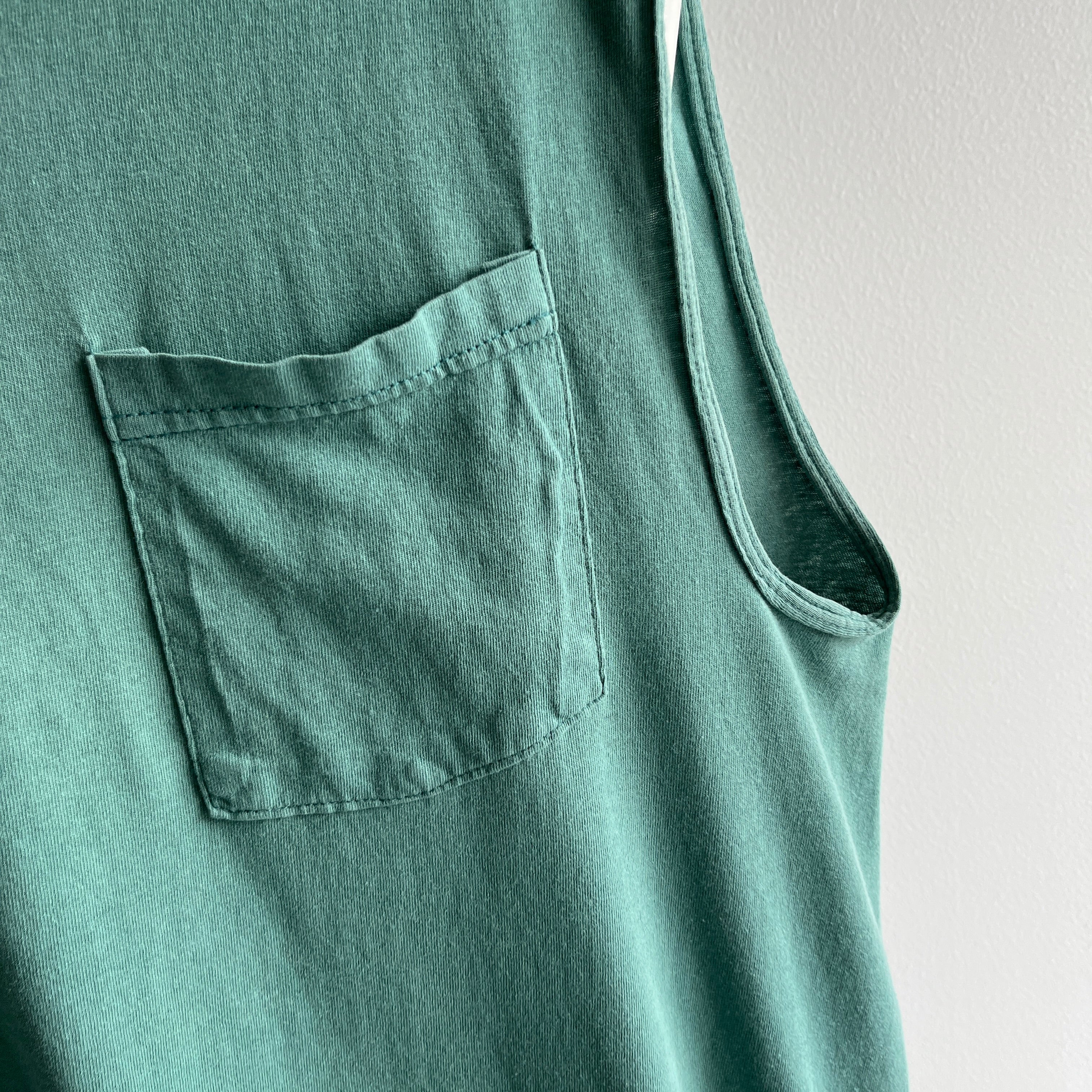 1990s FOTL Jade Green Muscle Tank Pocket T-Shirt