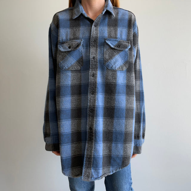 1980s Larger Frostproof Blue Buffalo Plaid Flannel