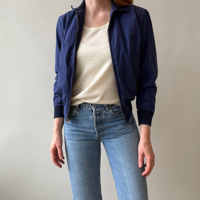 1950/60s Navy Lightweight Zip Up Jacket with Darted Back - Smaller Size