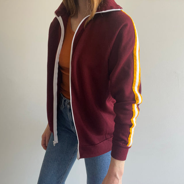 1970s USC Colors Zip Up Mock Neck Sweatshirt - GOLD!