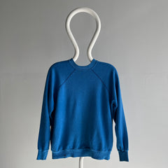 1980s American Fleecewear Soft and Cozy Faded Blue Raglan