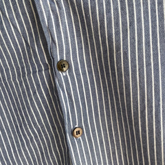 1980s Striped French Cotton Workwear Neru Style Shirt