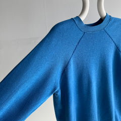 1980s American Fleecewear Soft and Cozy Faded Blue Raglan