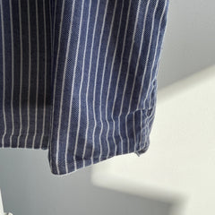 1980s Striped French Cotton Workwear Neru Style Shirt