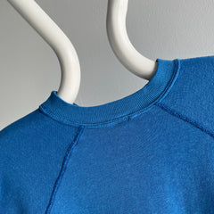 1980s American Fleecewear Soft and Cozy Faded Blue Raglan