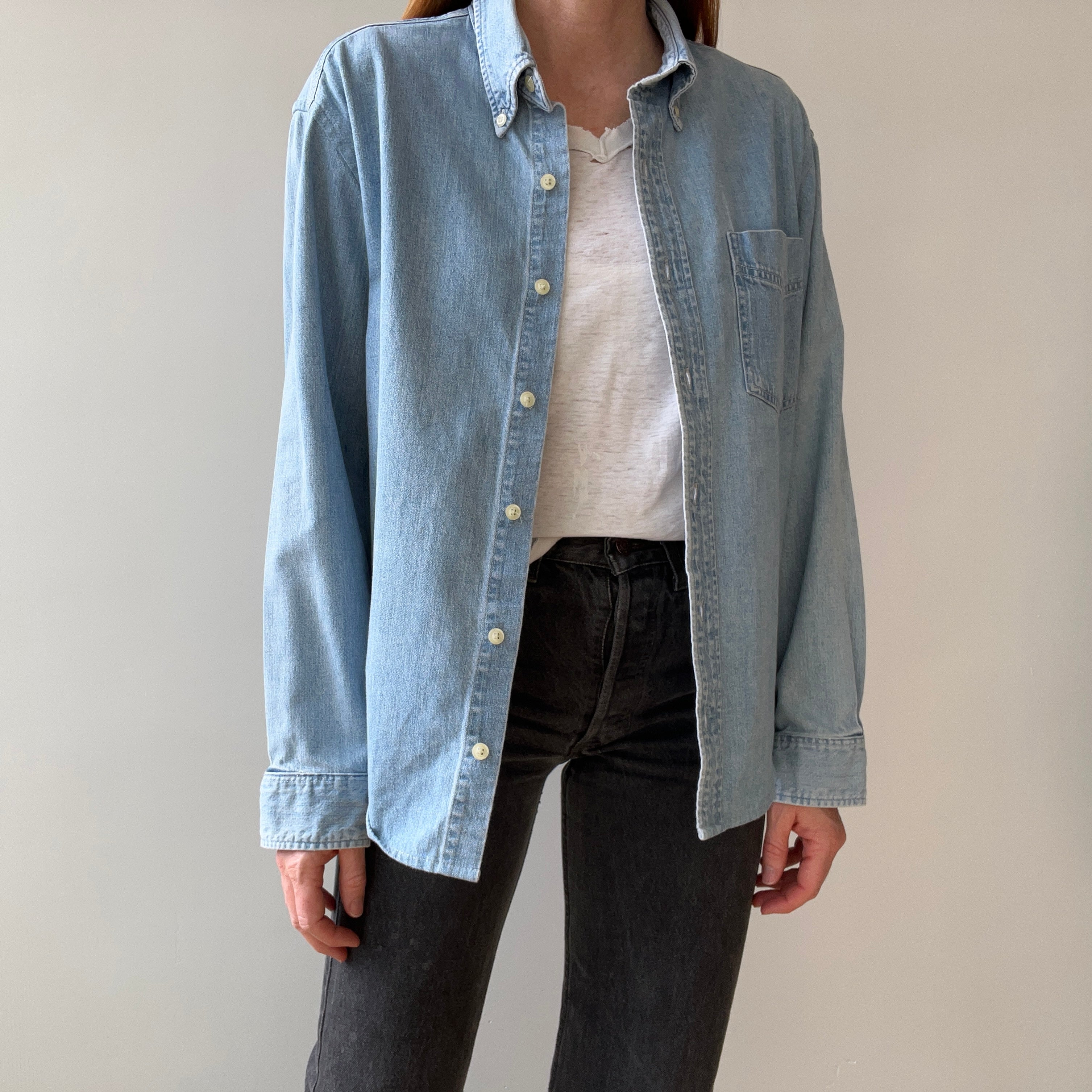 1990s Gap Button Down Denim Dad Shirt - THIS